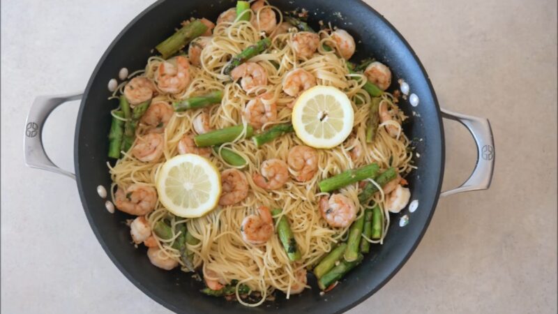 Pollo-Pescetarian Vegetarian Diet Shrimp Scampi Pasta Asparagus